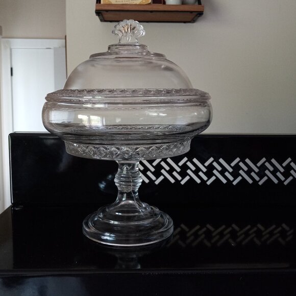 Antique Imperial Glass Early American Pattern Glass Covered Compote Bowl 1902 - Picture 3 of 16